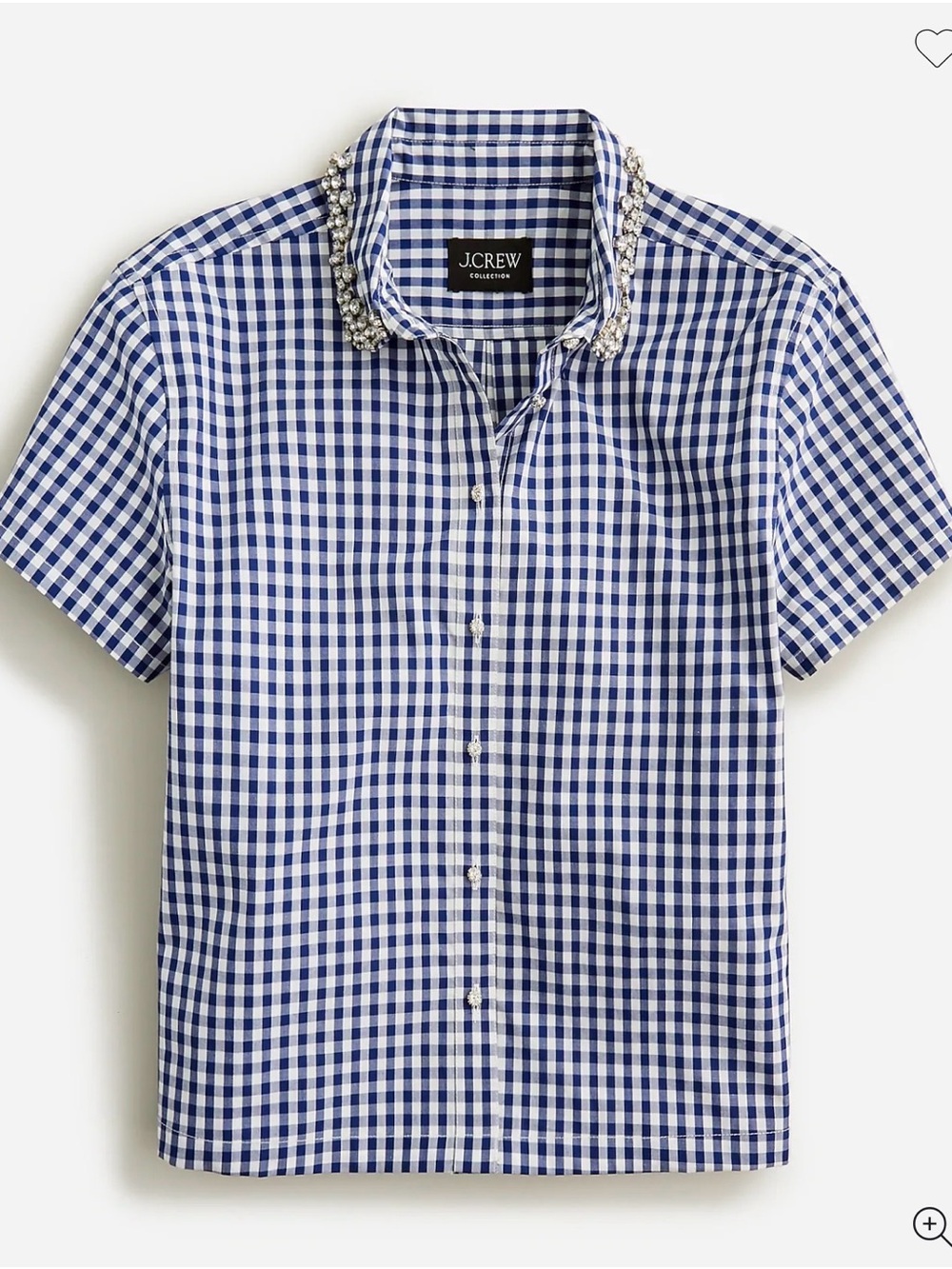 J. Crew Collection Embellished Cotton Poplin Cropped Button-up Shirt Gingham 14